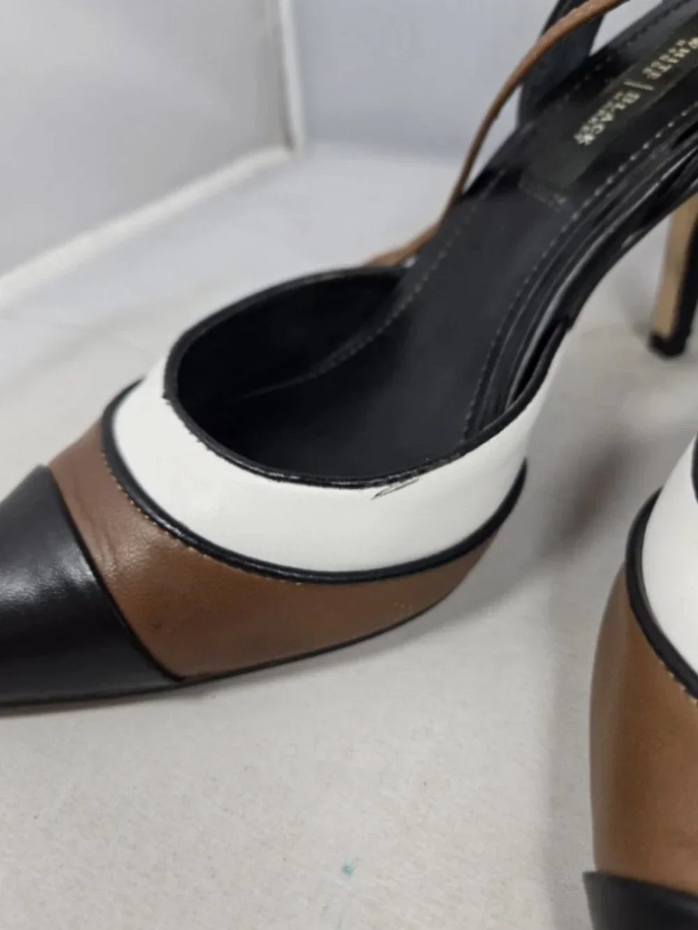 White House Black Market Colorblock Augustina Pointed Toe Heels 7.5 in Box